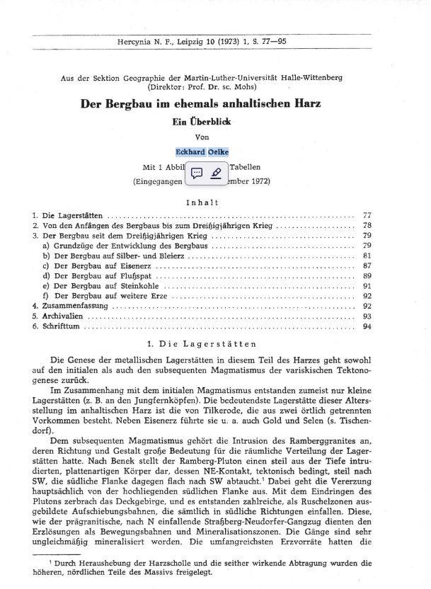 Oelke Eckard Der Bergbau im anhaltinischen Harz