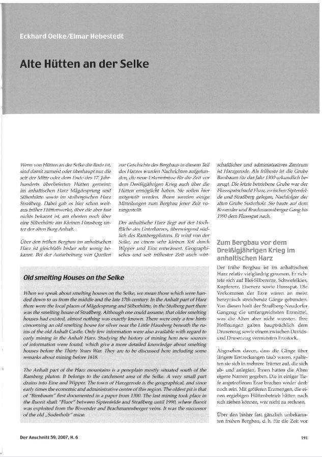 Oelke Eckard Hebestreit Elmar Alte Hütten an der Selke