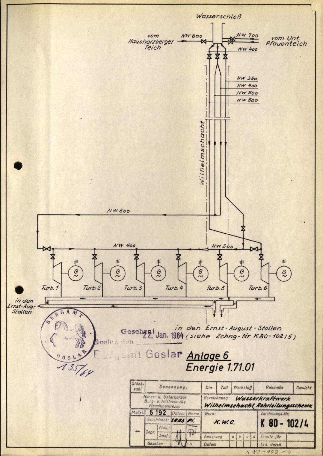 Rohrleitungsschema Wilhelmschacht.