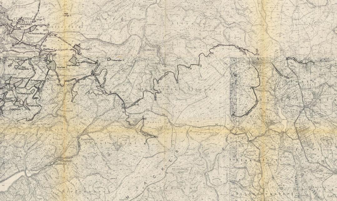 Karte der Betriebsanlagen im Wilhelmschachtgefälle