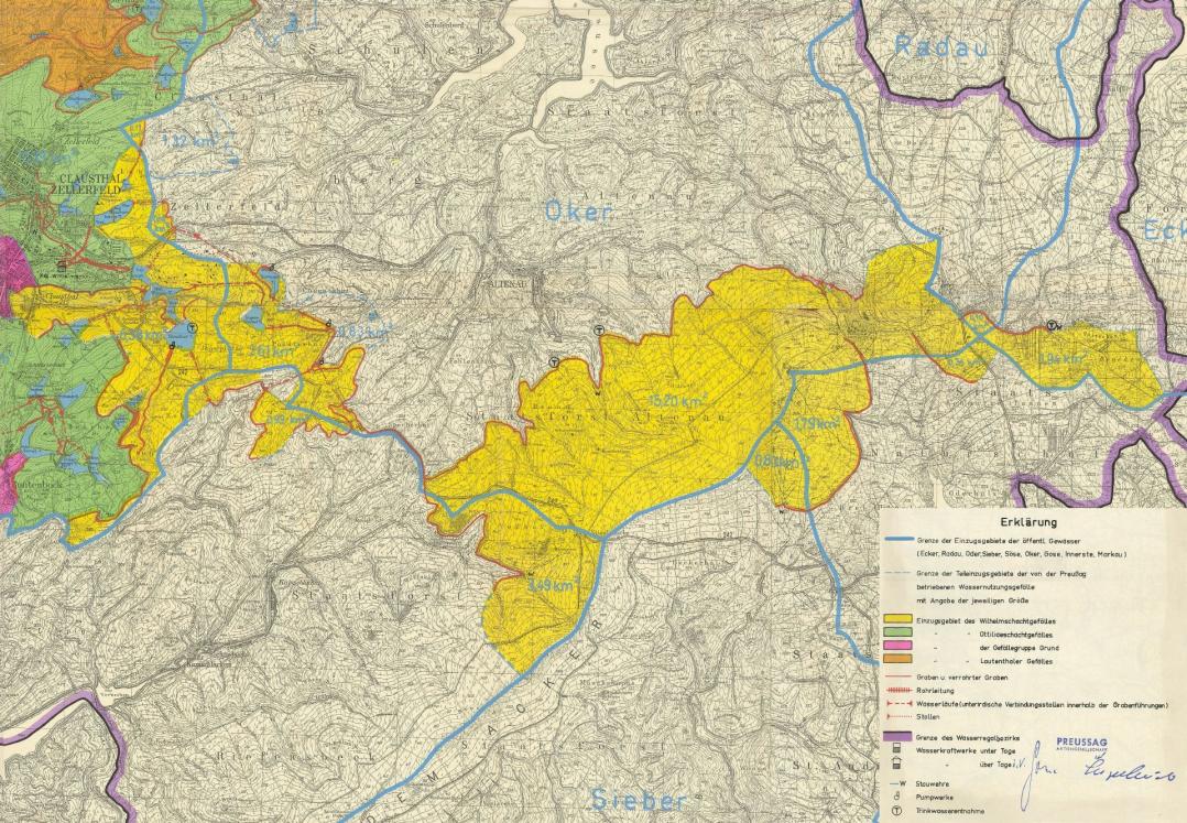 DieWassereinzugsgebiete des Wilhelmschachtgefälles