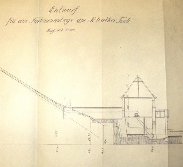 Turbinenanlage am unteren Schalker Teich 1923.