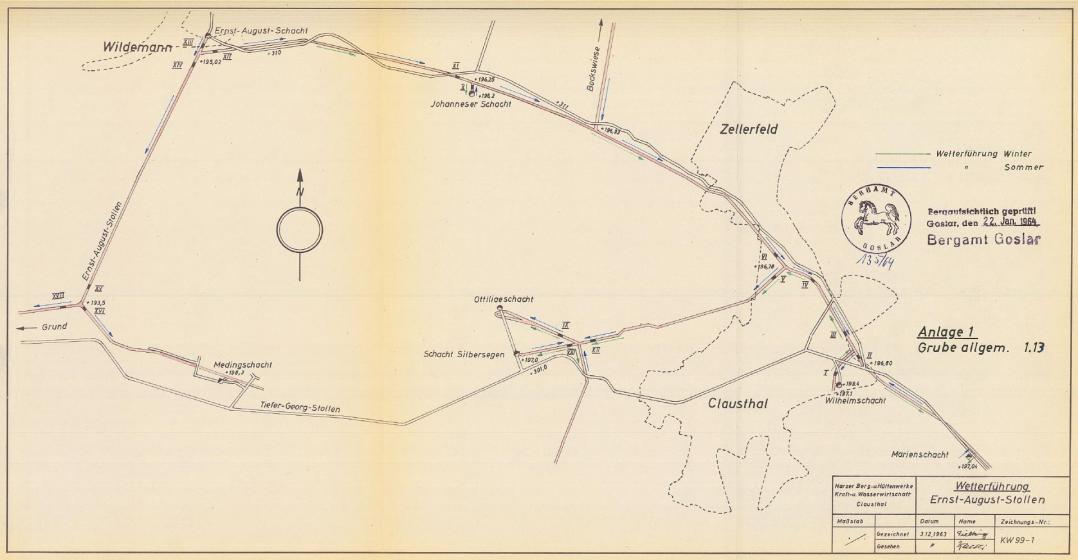 Wetterführung im Ernst-August-Stollen.